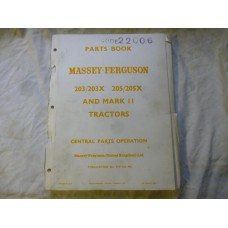 Massey Ferguson 203/203X 205/205X And Mark 2 Tractors Parts Book Code 22006
